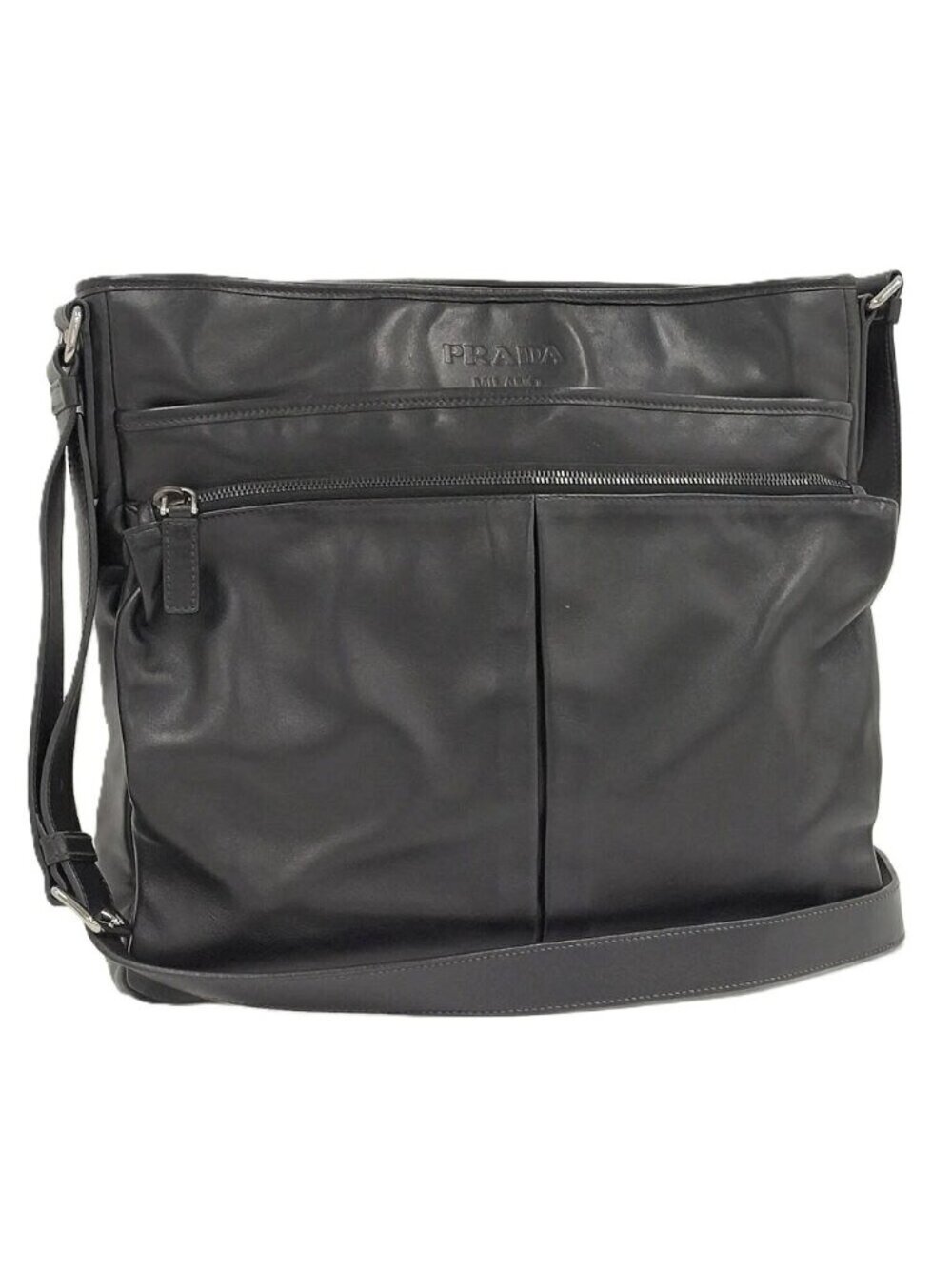 Prada Shoulder Bag Leather Black